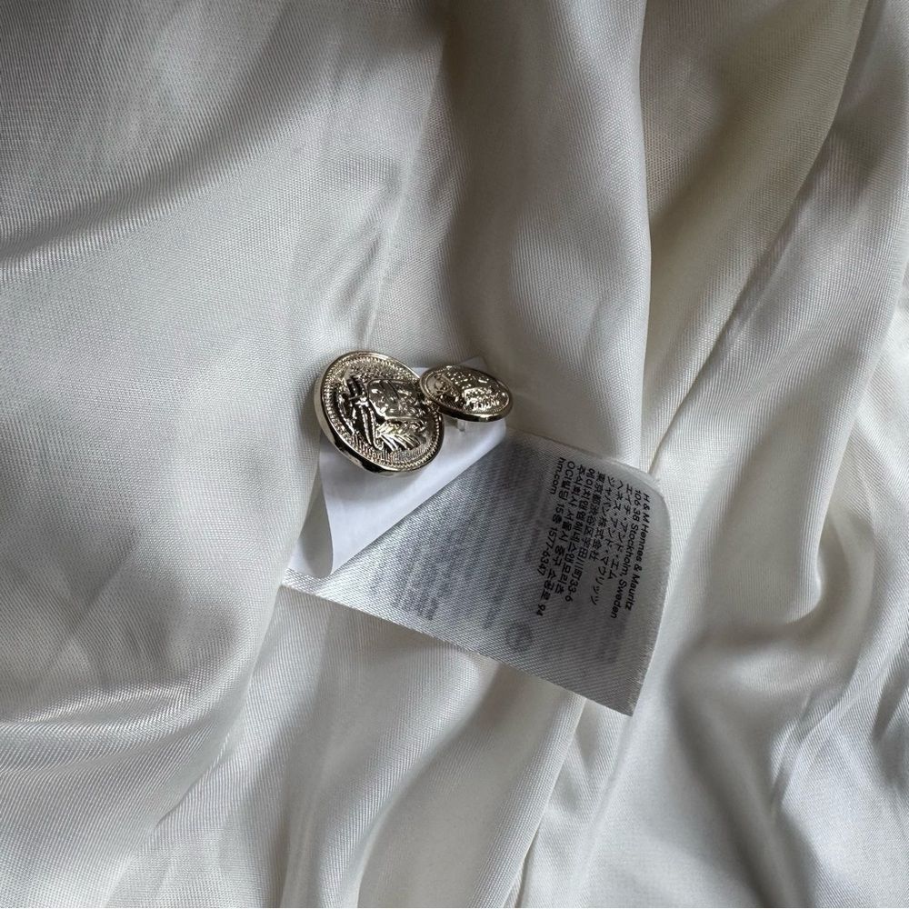 Cream Textured Jacket H&M New Without Tags Office Siren Quiet Luxury Size XS - Picture 12 of 16